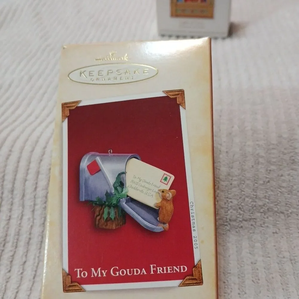 Lot Of 2 Vintage Hallmark Keepsake Ornaments To My GOUDA FRIEND/LIGHT OF LOVE